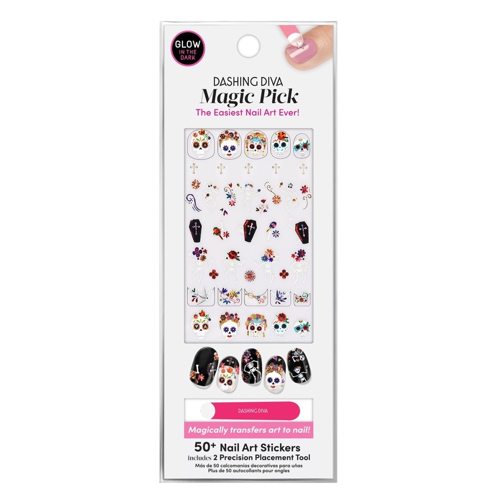 Dashing Diva Magic Pick Sugar Skulls Nail Art Stickers - NWT